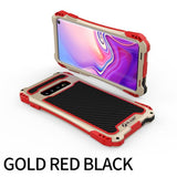 R-JUST Shockproof Waterproof Case for Samsung Galaxy S10/S10 Plus/S10e Carbon Fiber Metal
