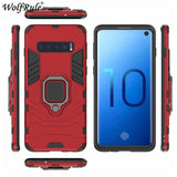 Holder Magnetic Case For Samsung Galaxy S10 Cover Durable Metal Ring Stand
