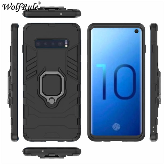 Holder Magnetic Case For Samsung Galaxy S10 Cover Durable Metal Ring Stand