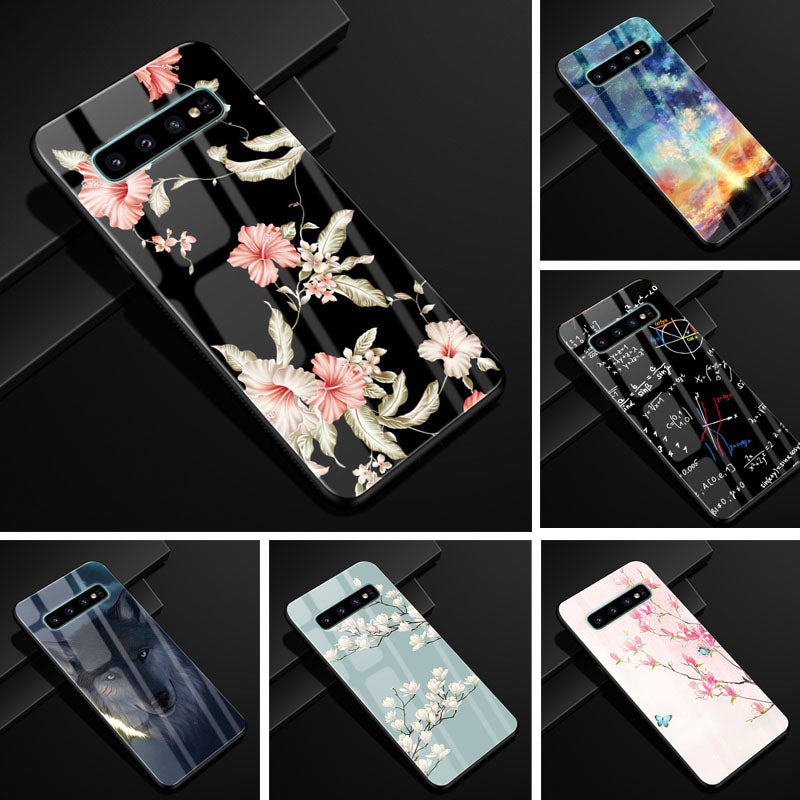 For Samsung S10 Case Glass Tempered Hard Back Cover