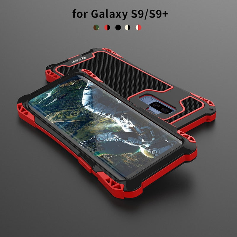 S10 case Samsung Galaxy S9 plus Case Cover Shockproof Carbon Fiber Aluminum