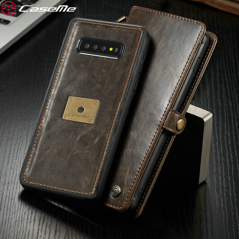 CaseMe Original Case For Samsung Galaxy S10 Plus Retro Genuine Leather Magnetic Removeable Wallet Case For Samsung S10/S10e Case