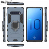 Holder Magnetic Case For Samsung Galaxy S10 Cover Durable Metal Ring Stand